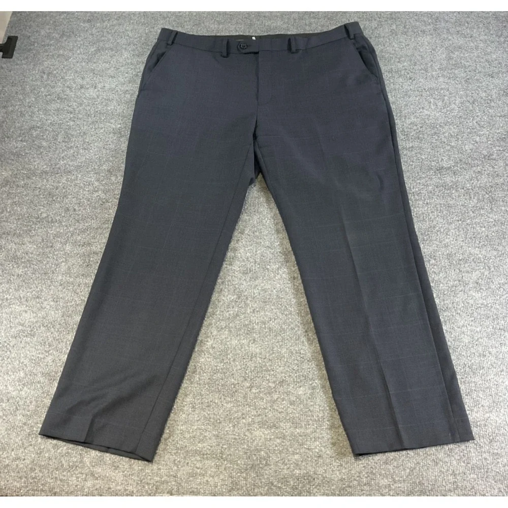 Lauren Ralph Lauren 100% Wool Dress Pants 42x30 Gray Natural Stretch Flat Front